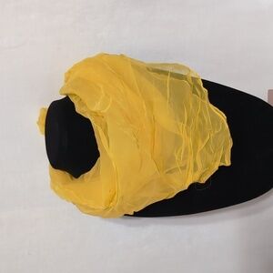 Vintage Yellow Silk Square Scarf Handkerchief Hanky Rolled Edge